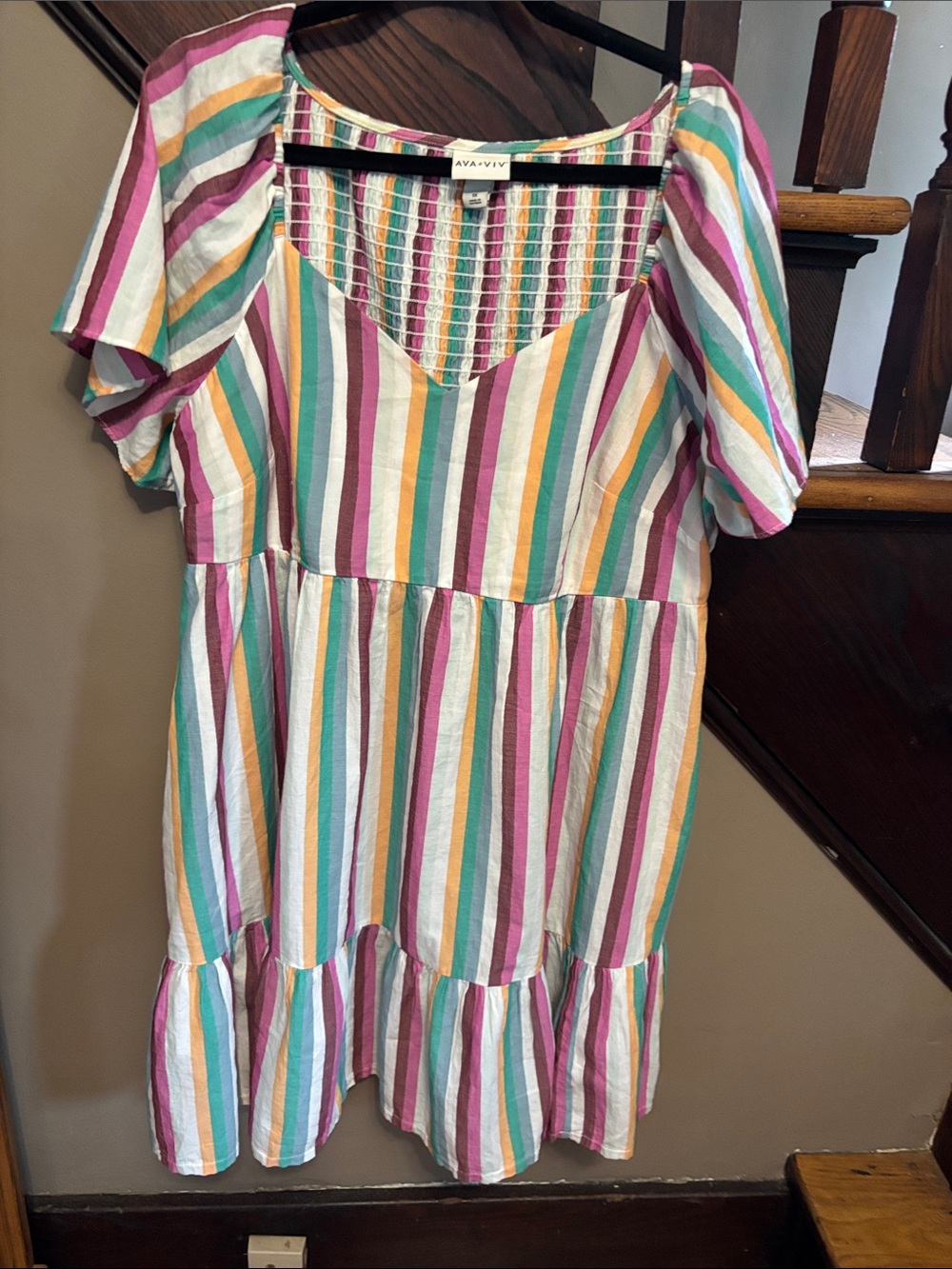 Viral dress. Ava & Viv Multicolor Striped Tiered V-Neck Summer Dress